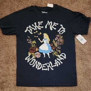 Disney Navy Alice in Wonderland Floral Tee